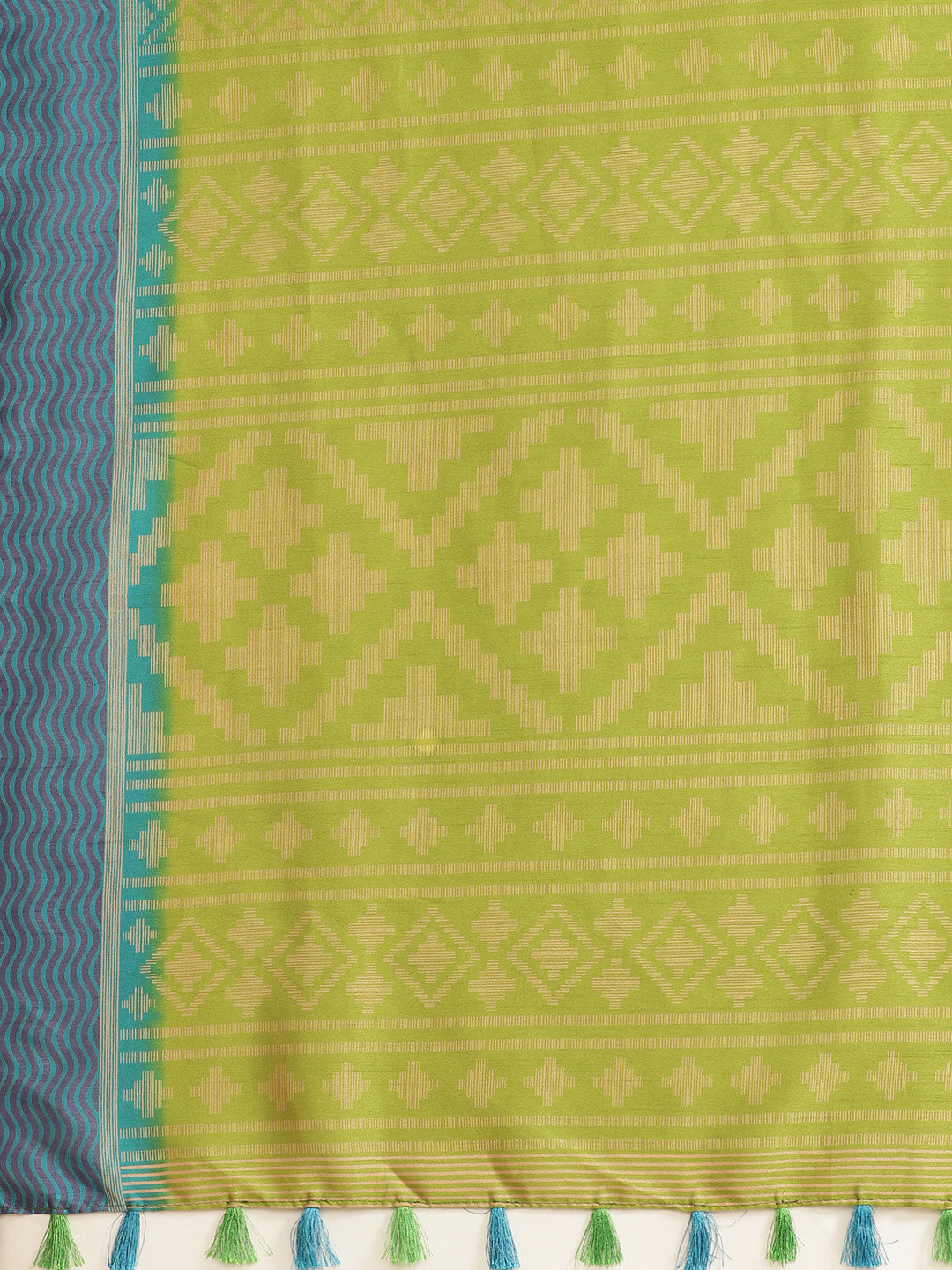 Women's Green Cotton Blend Printed Saree