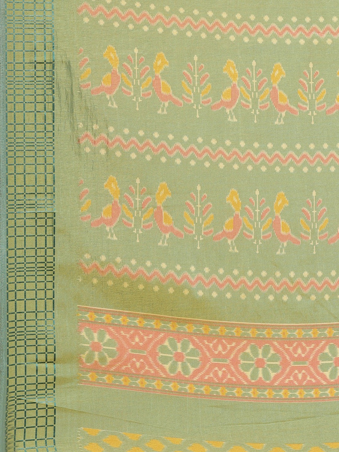 Women's Yellow Cotton Silk Printed Saree