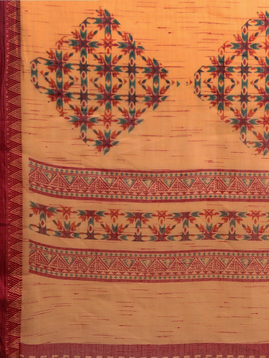 Women's Orange Art Silk Printed Saree