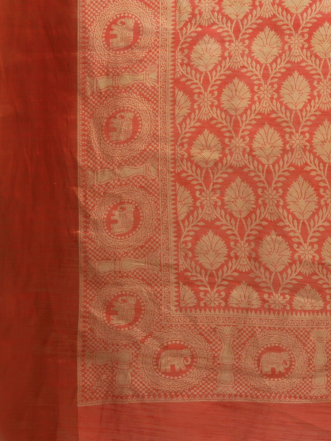 Women's Orange Art Silk Printed Saree
