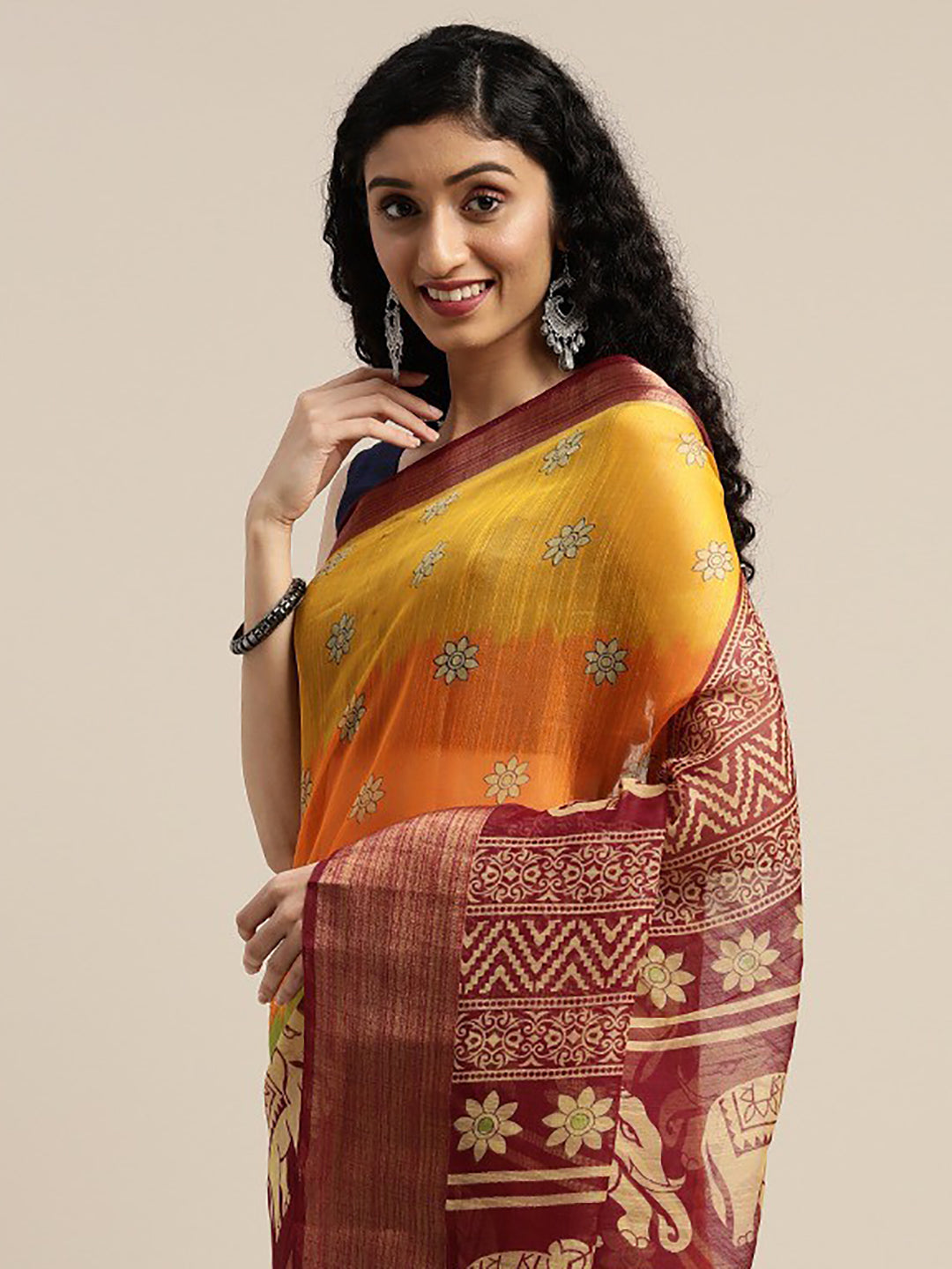 Women's Multicolor Art Silk Printed Saree