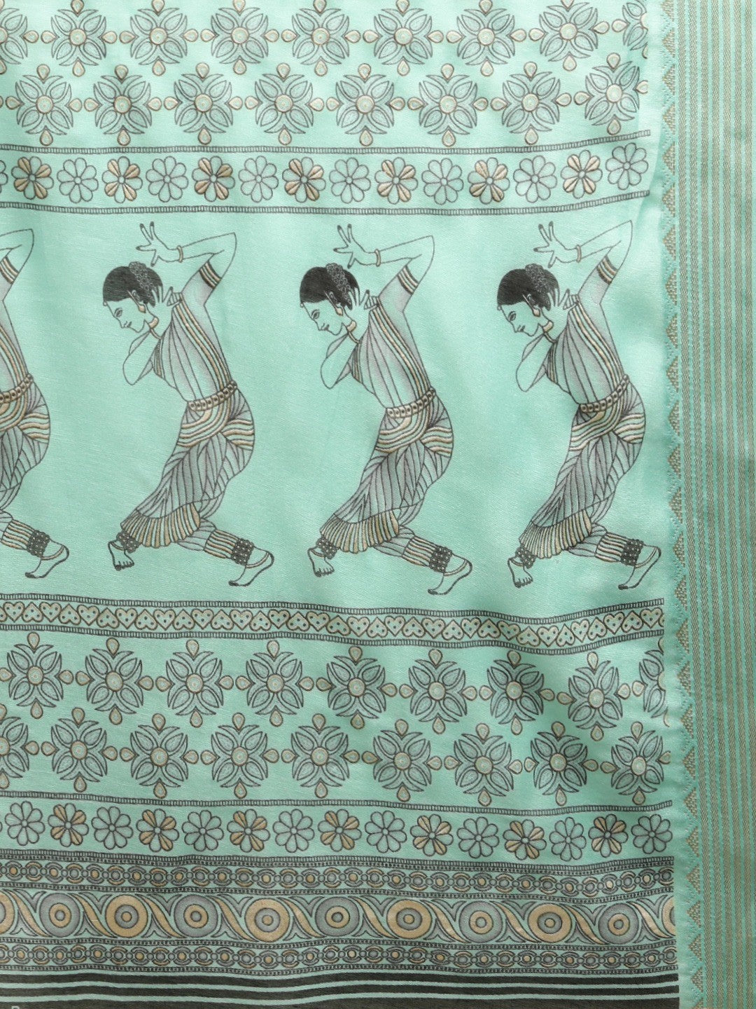 Women's Light Green Art Silk Printed Saree
