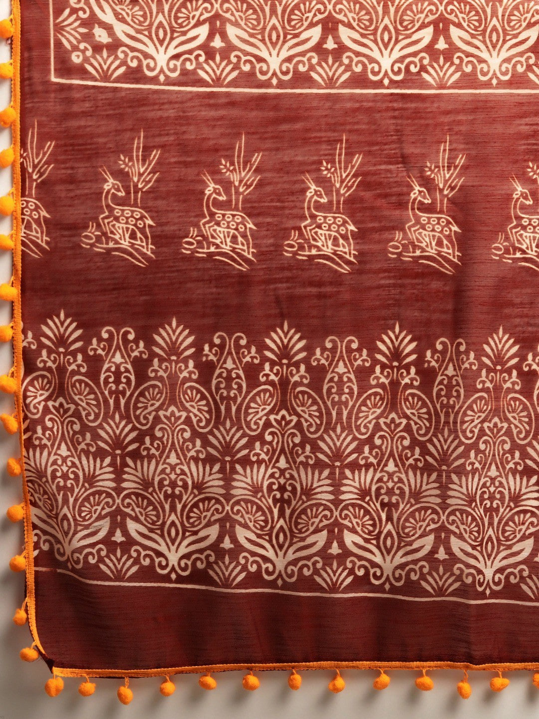 Women's Brown Art Silk Printed Saree