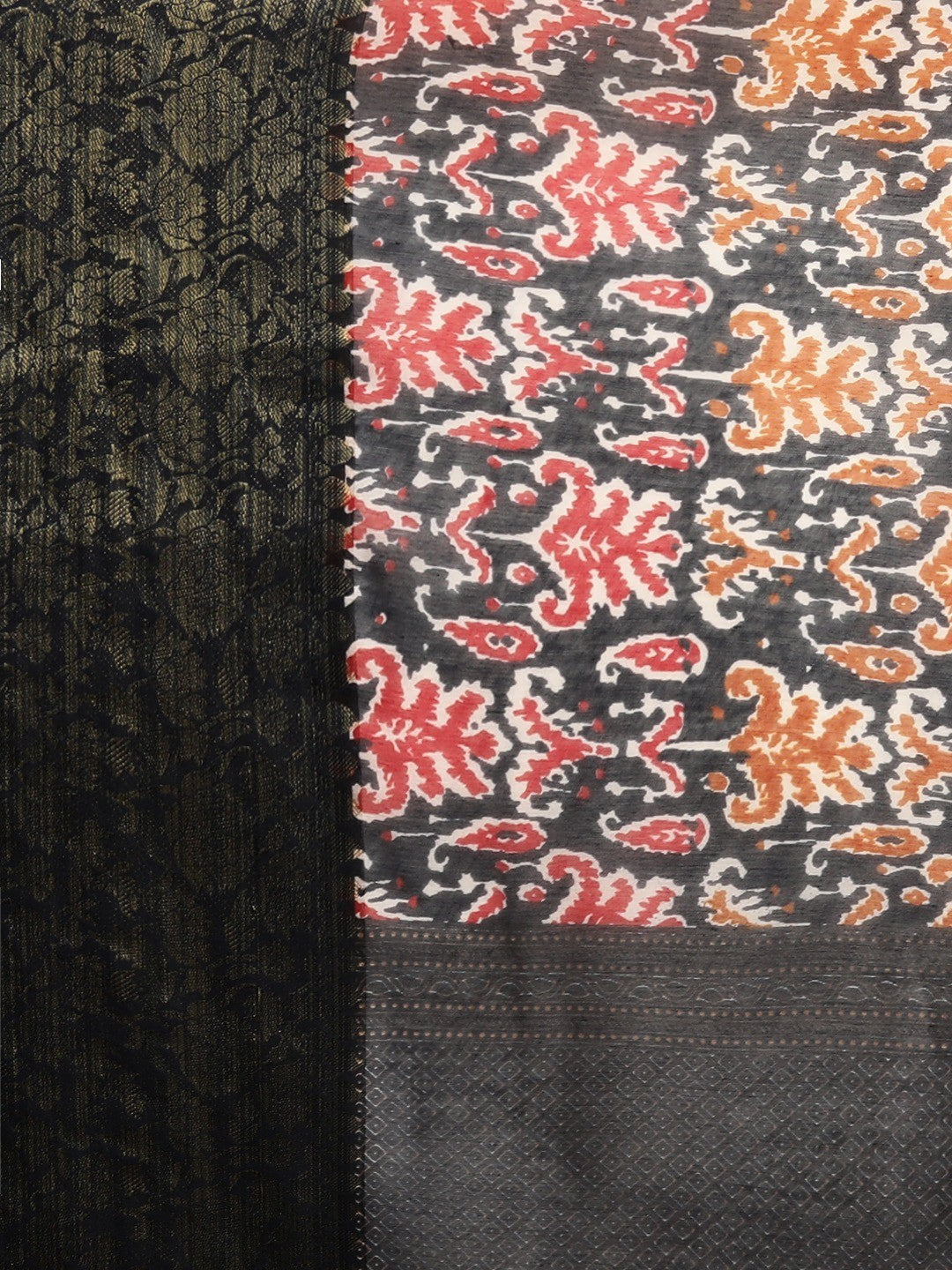 Women's Black Art Silk Printed Saree