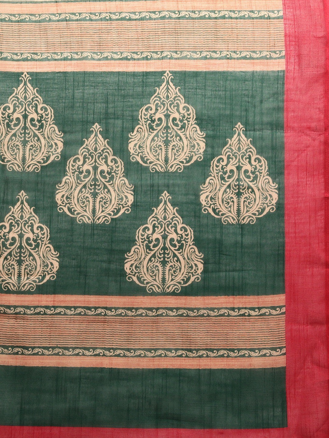 Women's Dark Green Art Silk Printed Saree