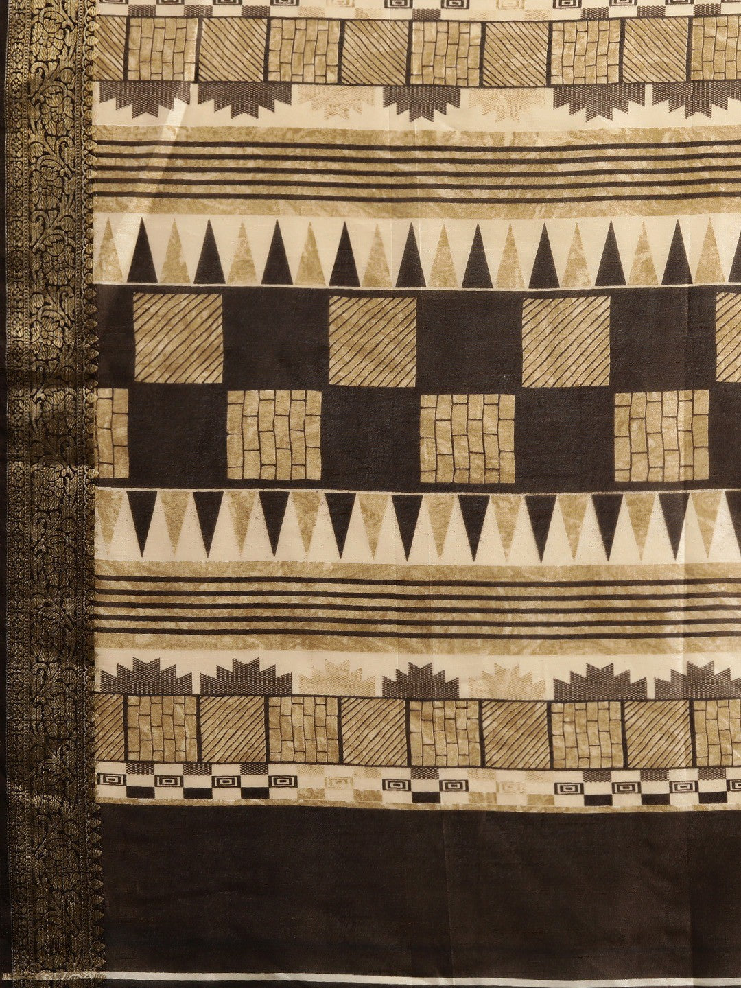 Women's Brown , Beige Art Silk Printed Saree