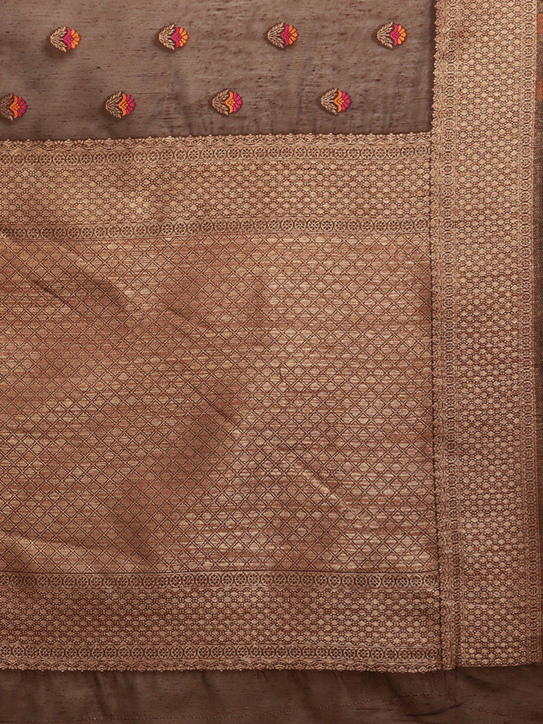 Women's Brown Art Silk Printed Saree