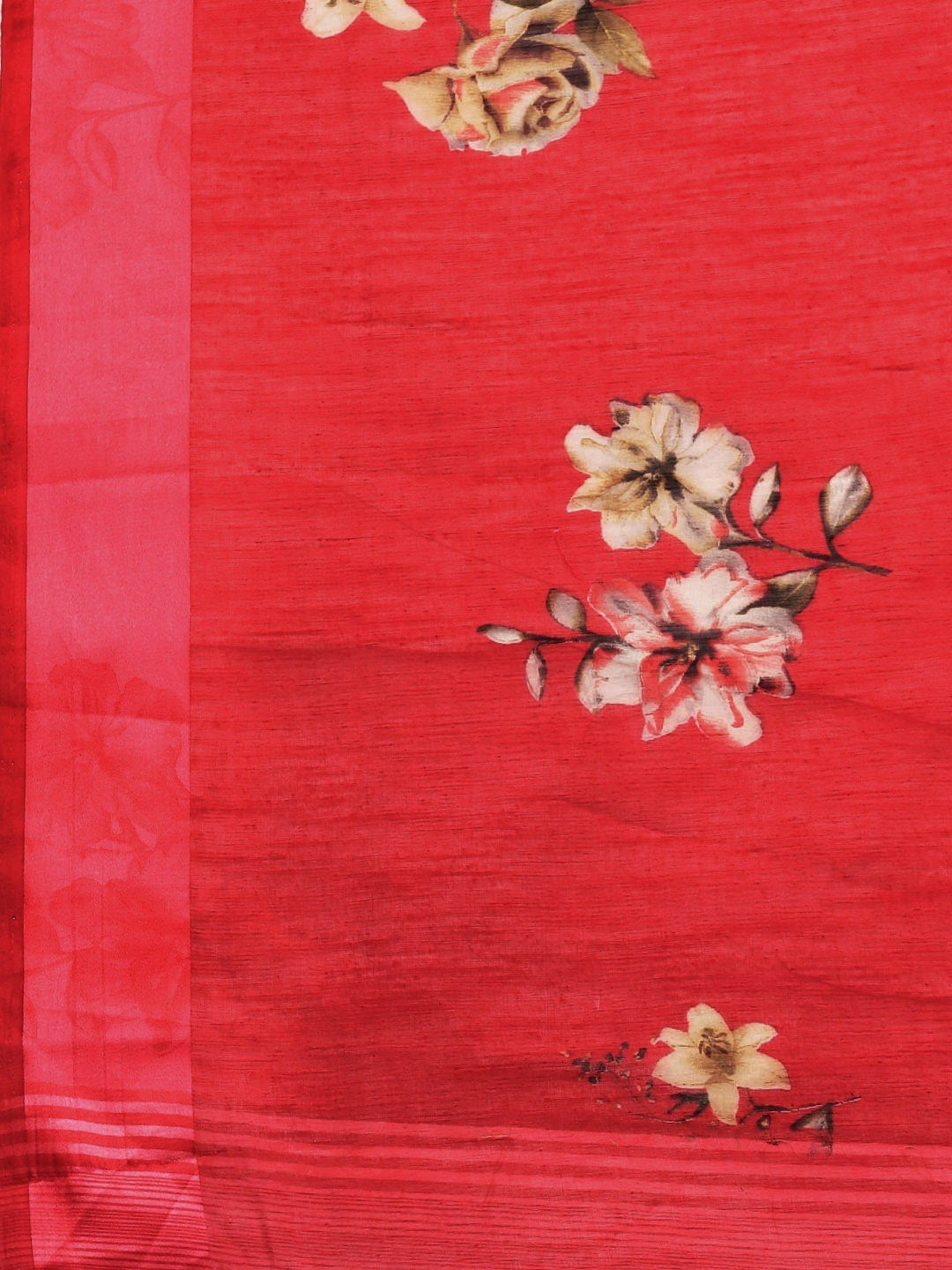 Women's Red Art Silk Printed Saree