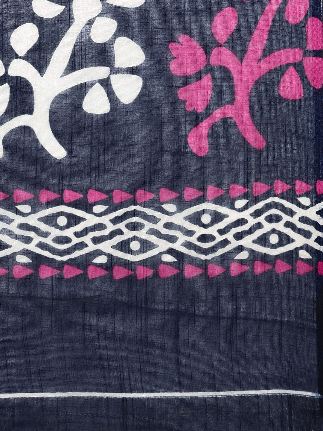 Women's Dark Blue Art Silk Printed Saree