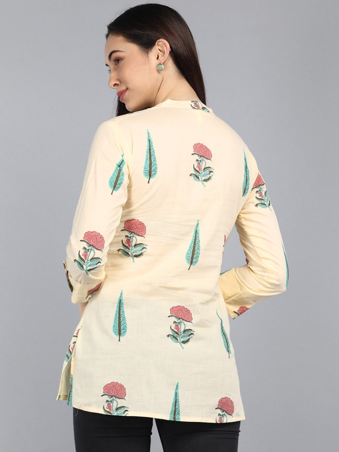 Women's Yellow Cotton Ethnic Motifs Printed