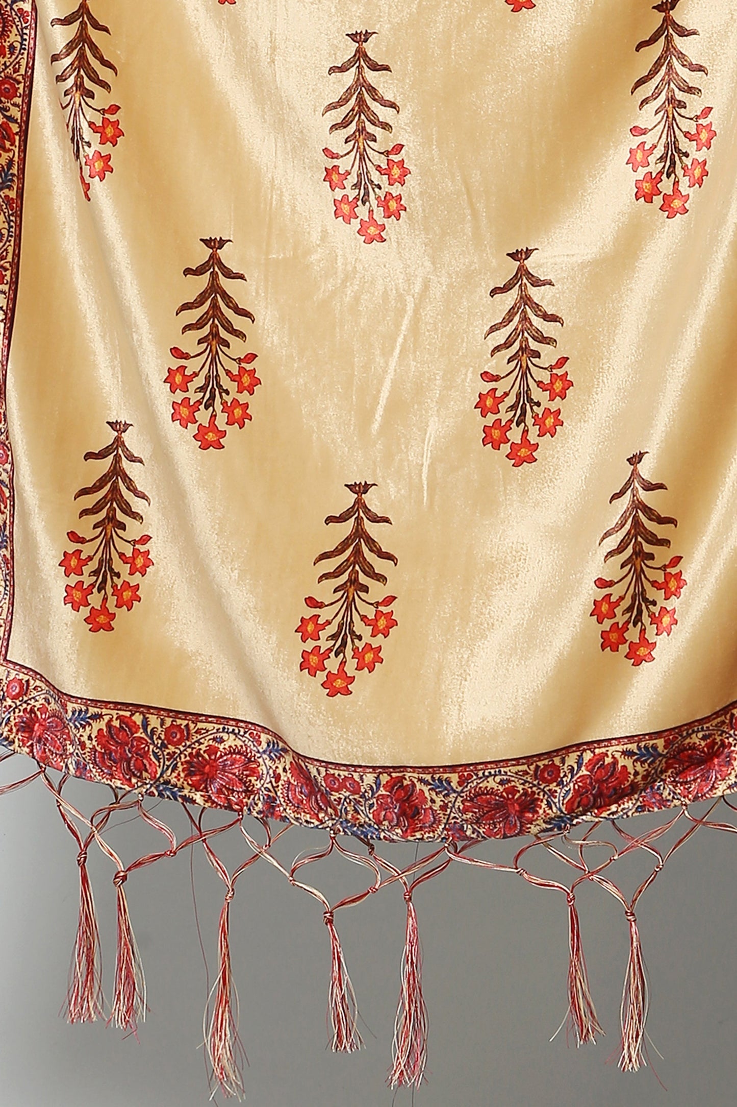 Women's Beige Color Polyster Blend Velvet Digital Printed Dupatta