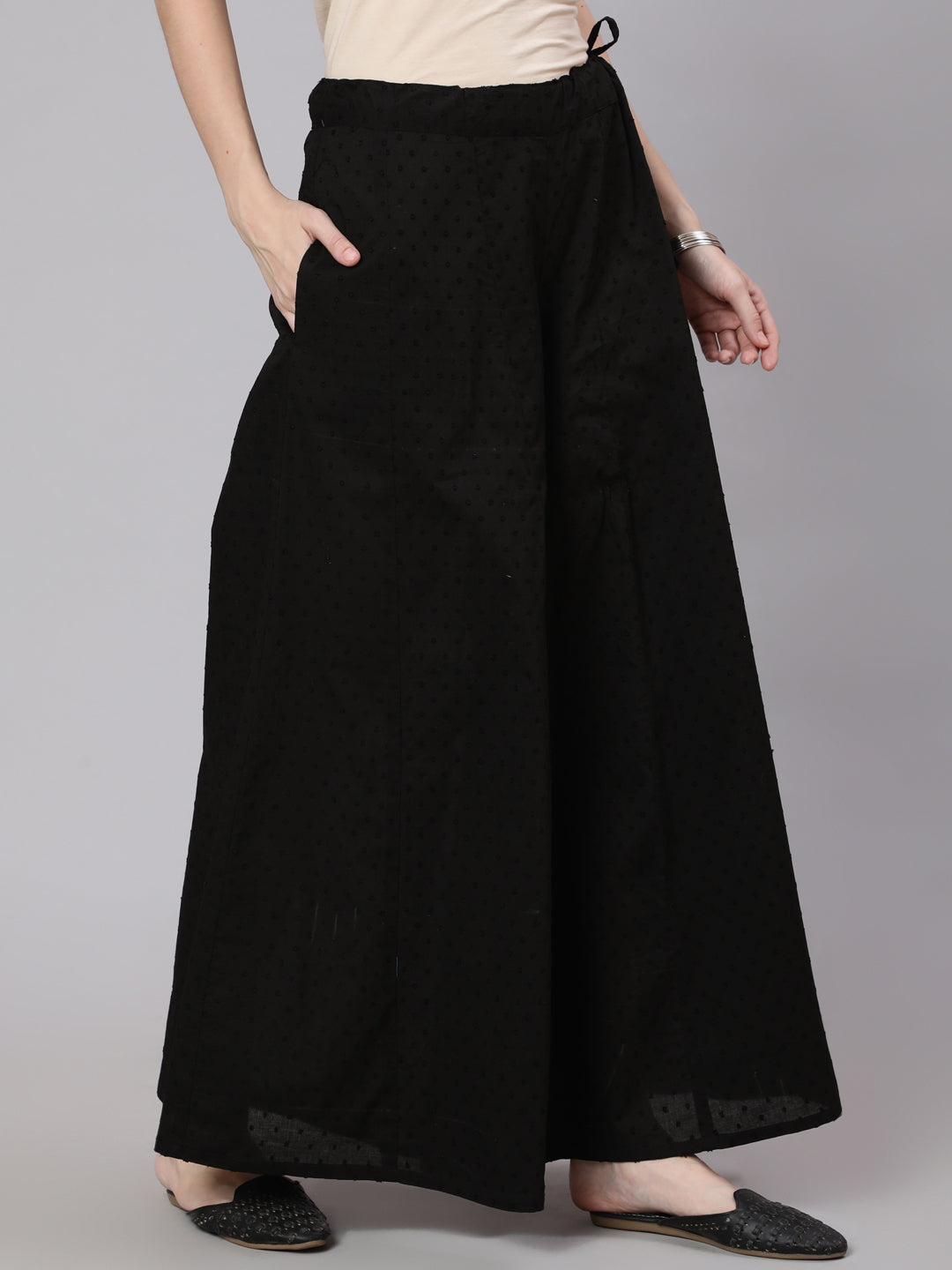 Women's Black Flared Palazzo