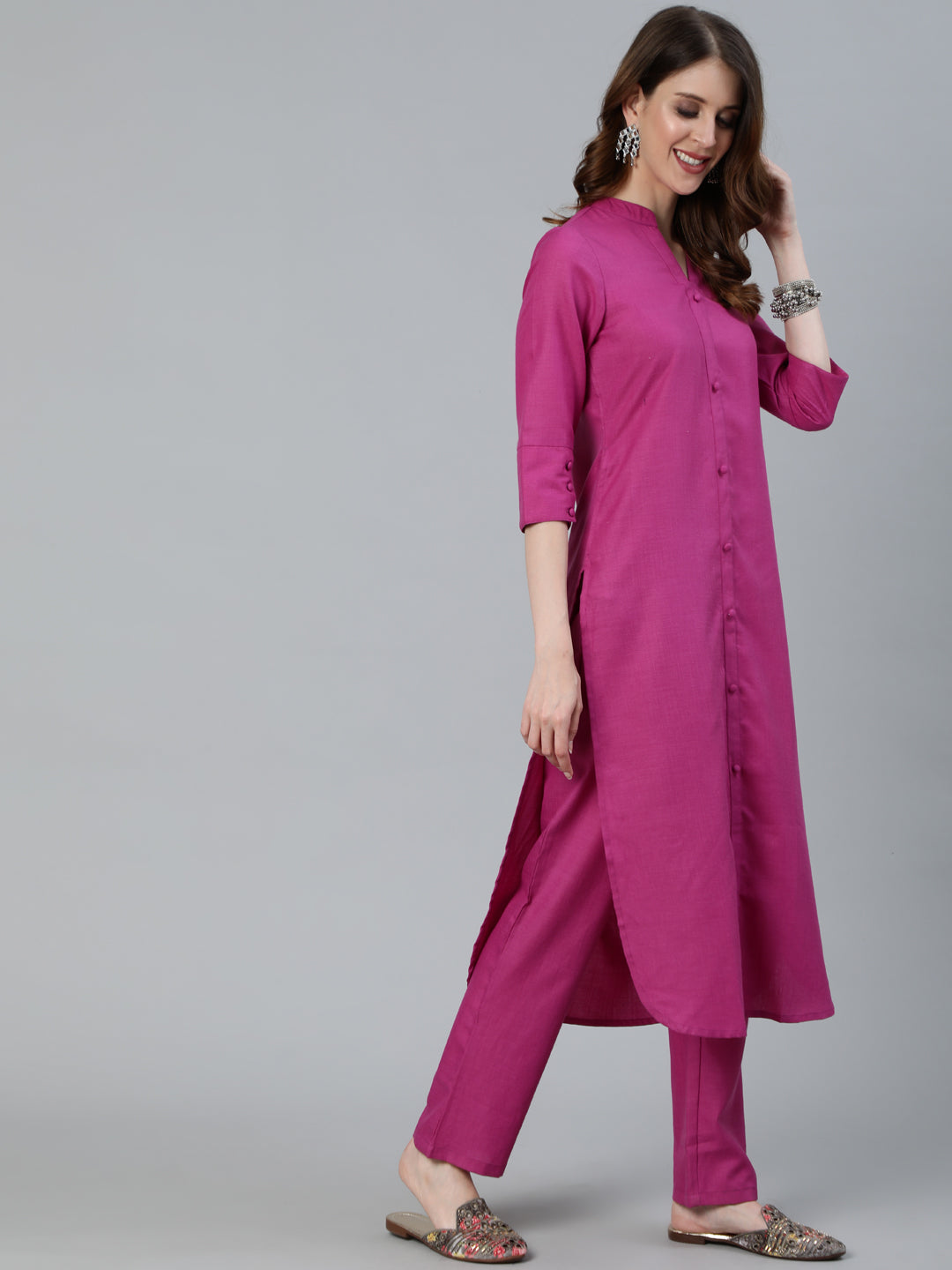 Women's Magenta Straight Kurta
