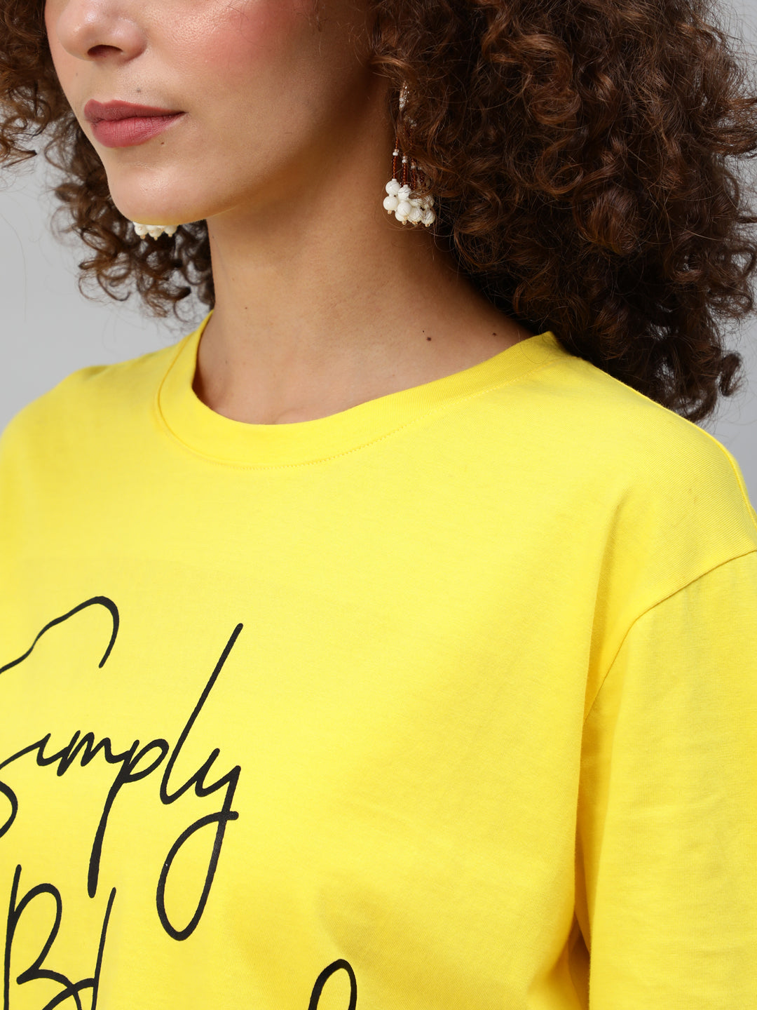 Women's Yellow Printed Crop Top