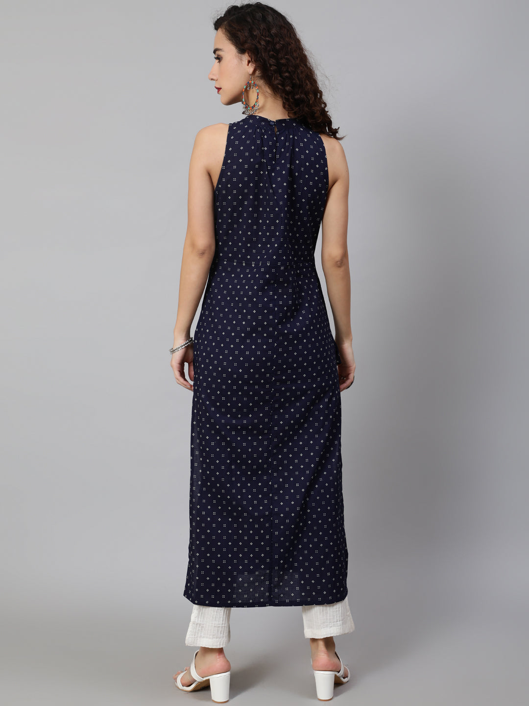 Women's Navy Blue Printed Kurta