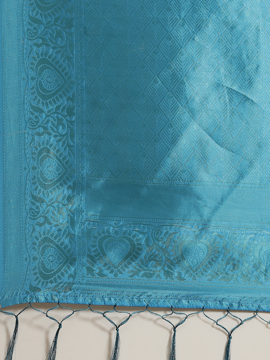 Women's Blue Gold Zari Work Banarasi Jacquard Saree With Blouse Piece