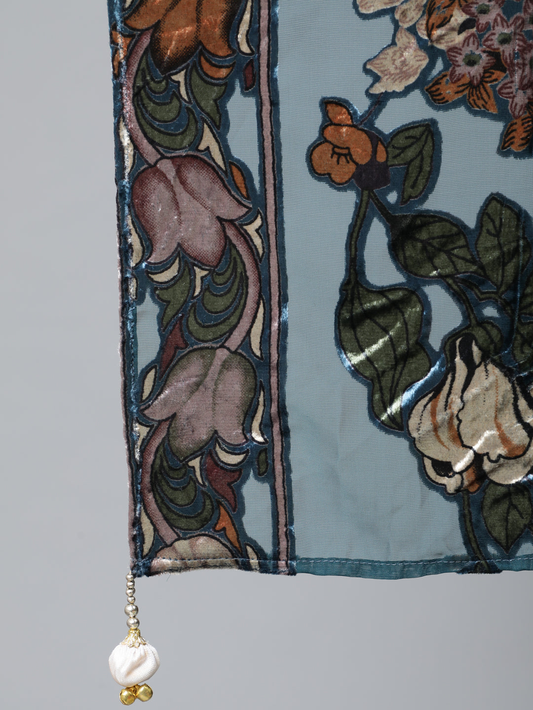 Women's Blue Floral Designed Scarf