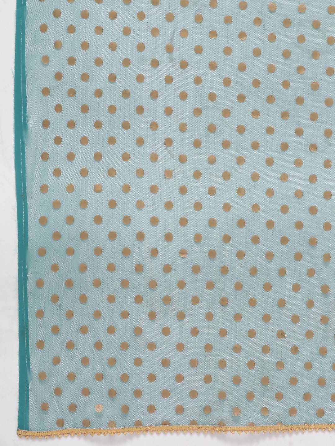 Buy_Women's_Green_Net_Polka_Print_Dupatta_Online_Trendia
