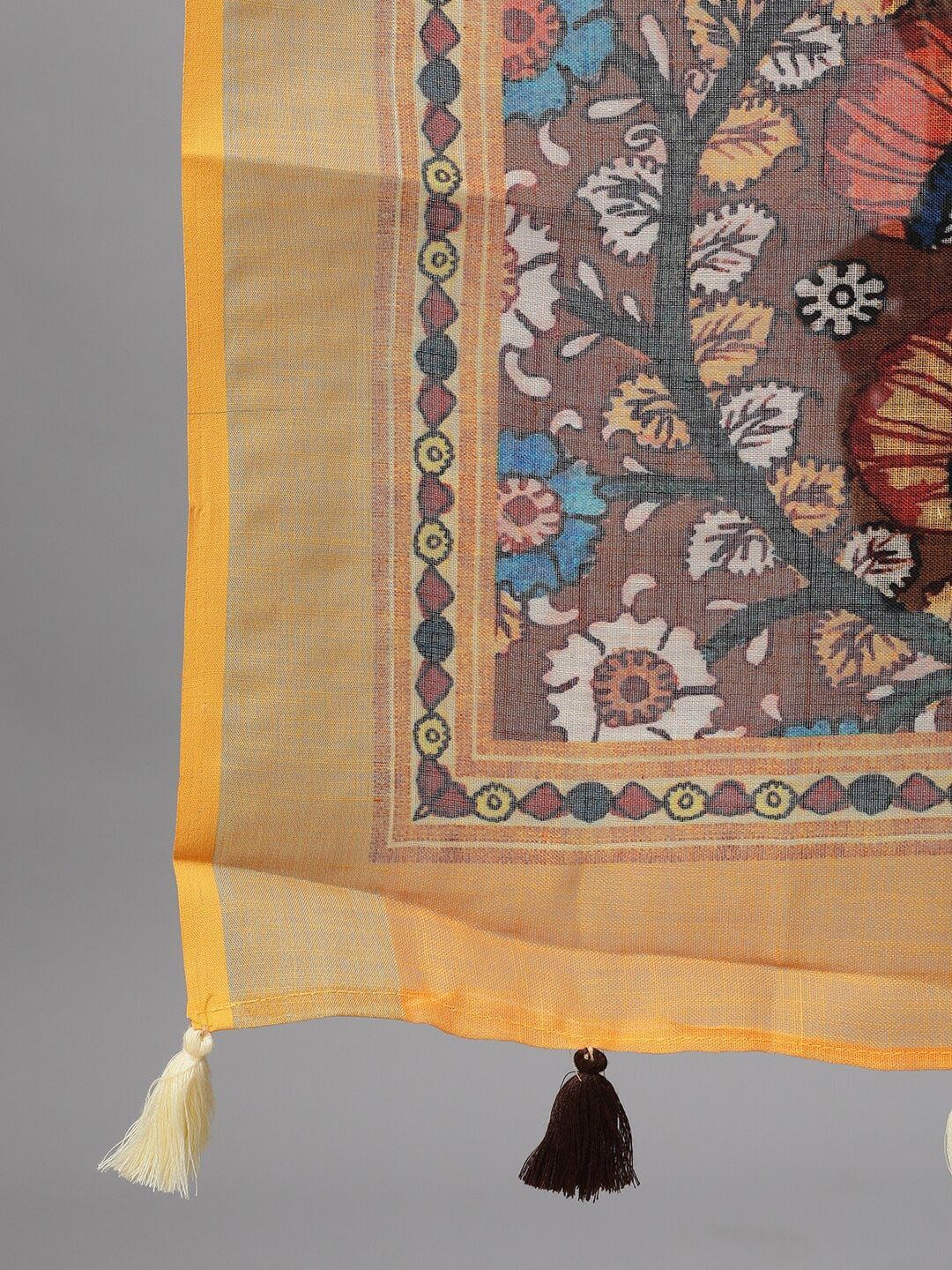 Women's Black & Mustard Yellow Self Design Kurta with Trousers & Dupatta