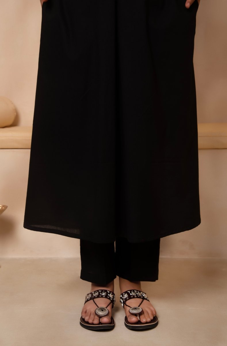 Women's Dhoop Chaav Sama Black Cotton Anarkali Set