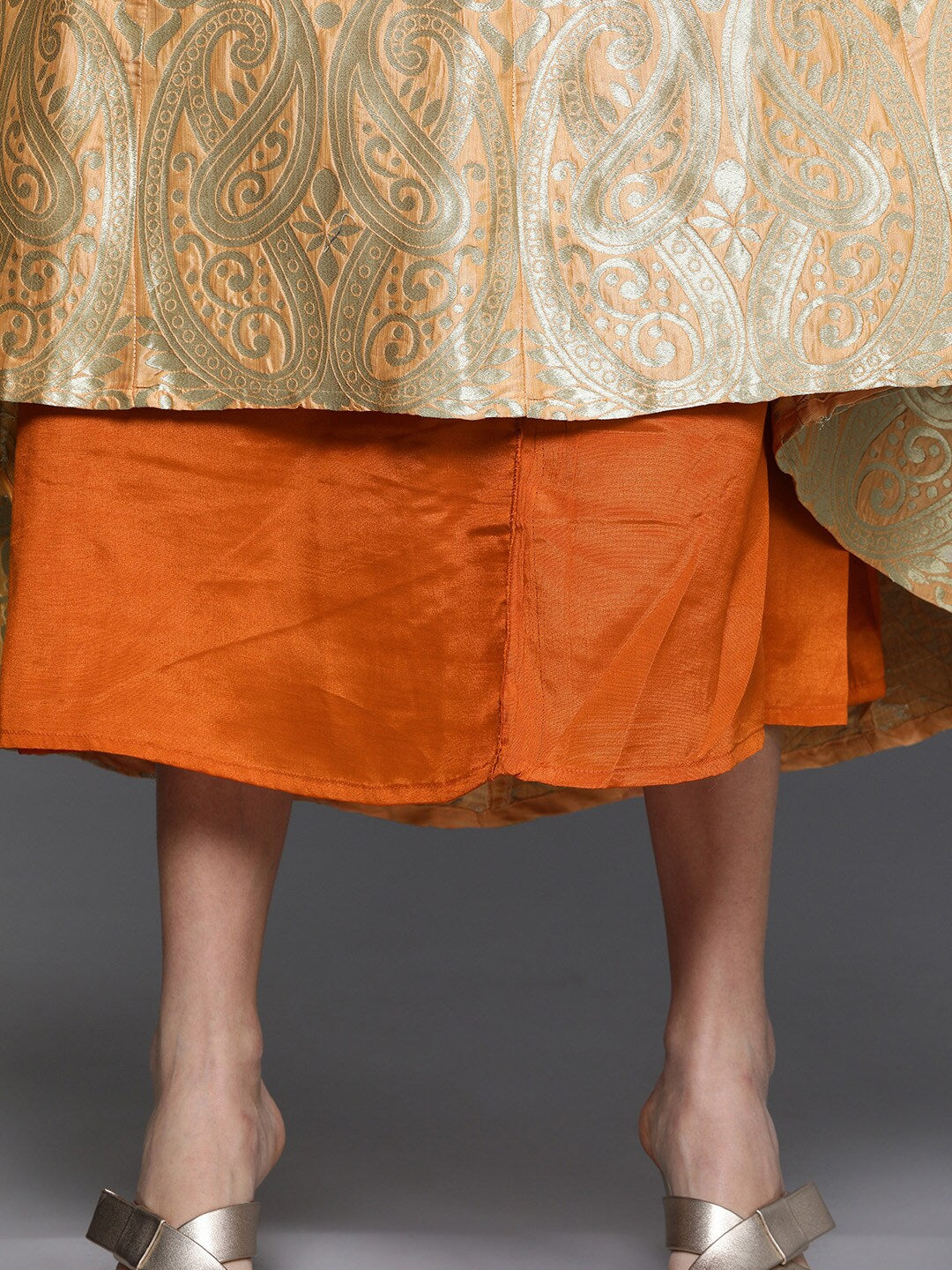 Women's Peach Jacquard Maxi Dress