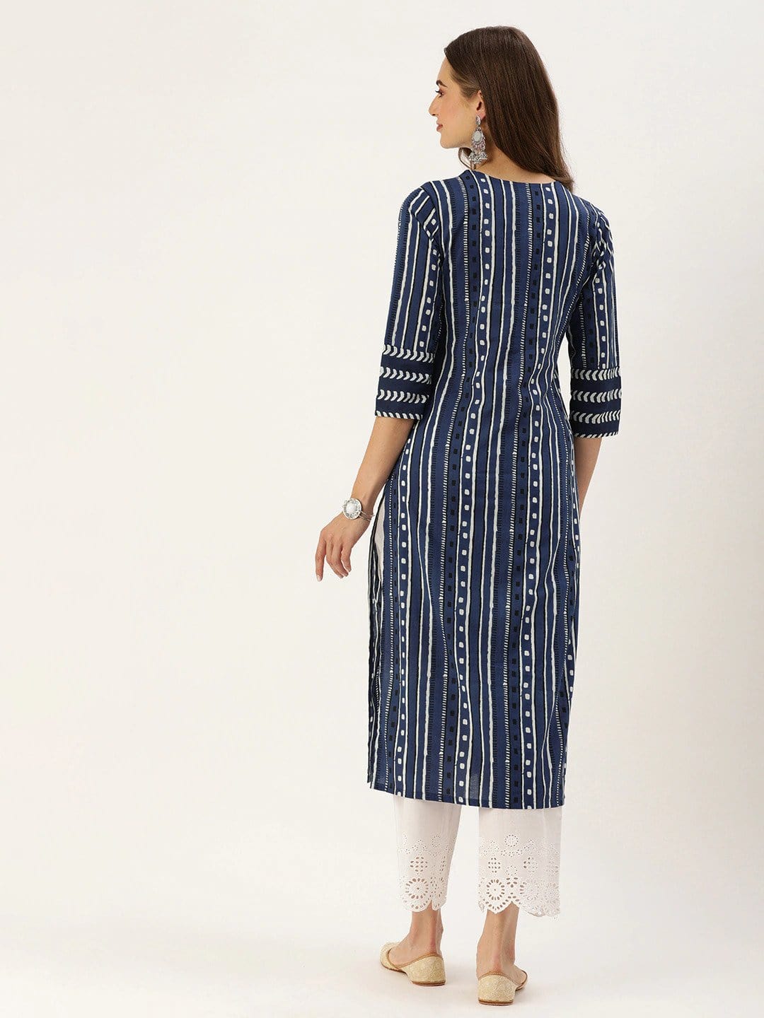 Women's Blue & White Printed Kurta