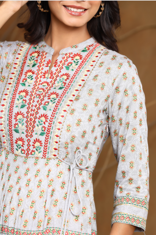Women's Rayon Embroidered Flared Dress