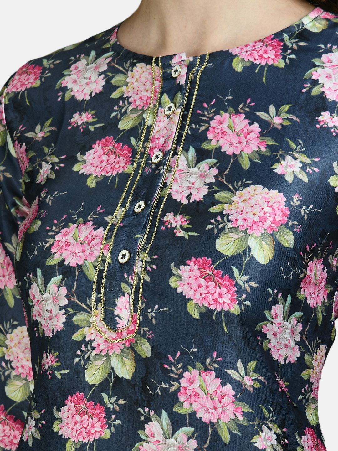 Women Printed Silk kurta by Myshka (