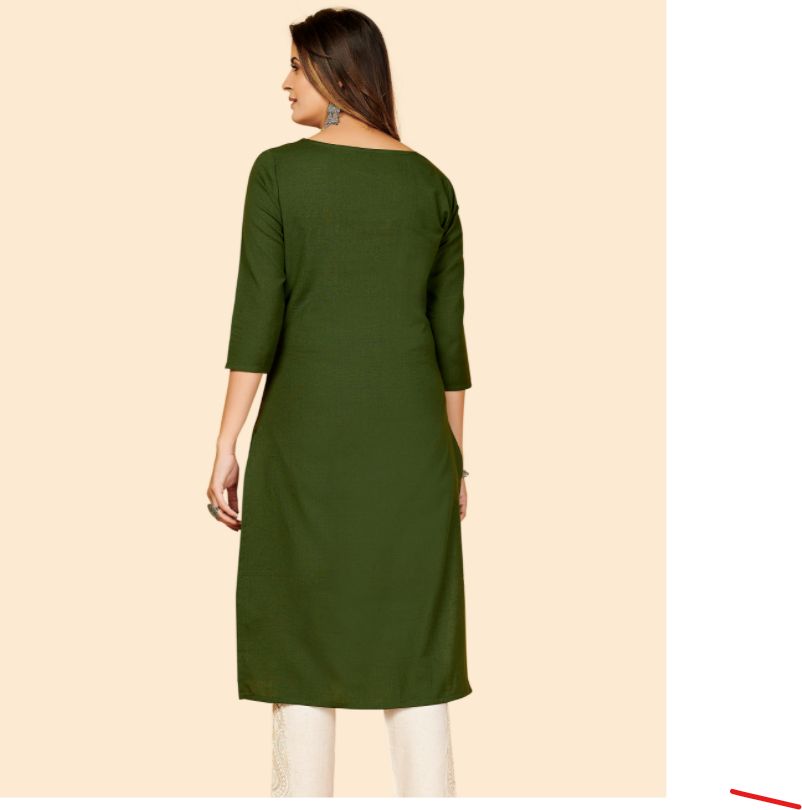 Women's Embroidered Green Kurta By Vbuyz- (