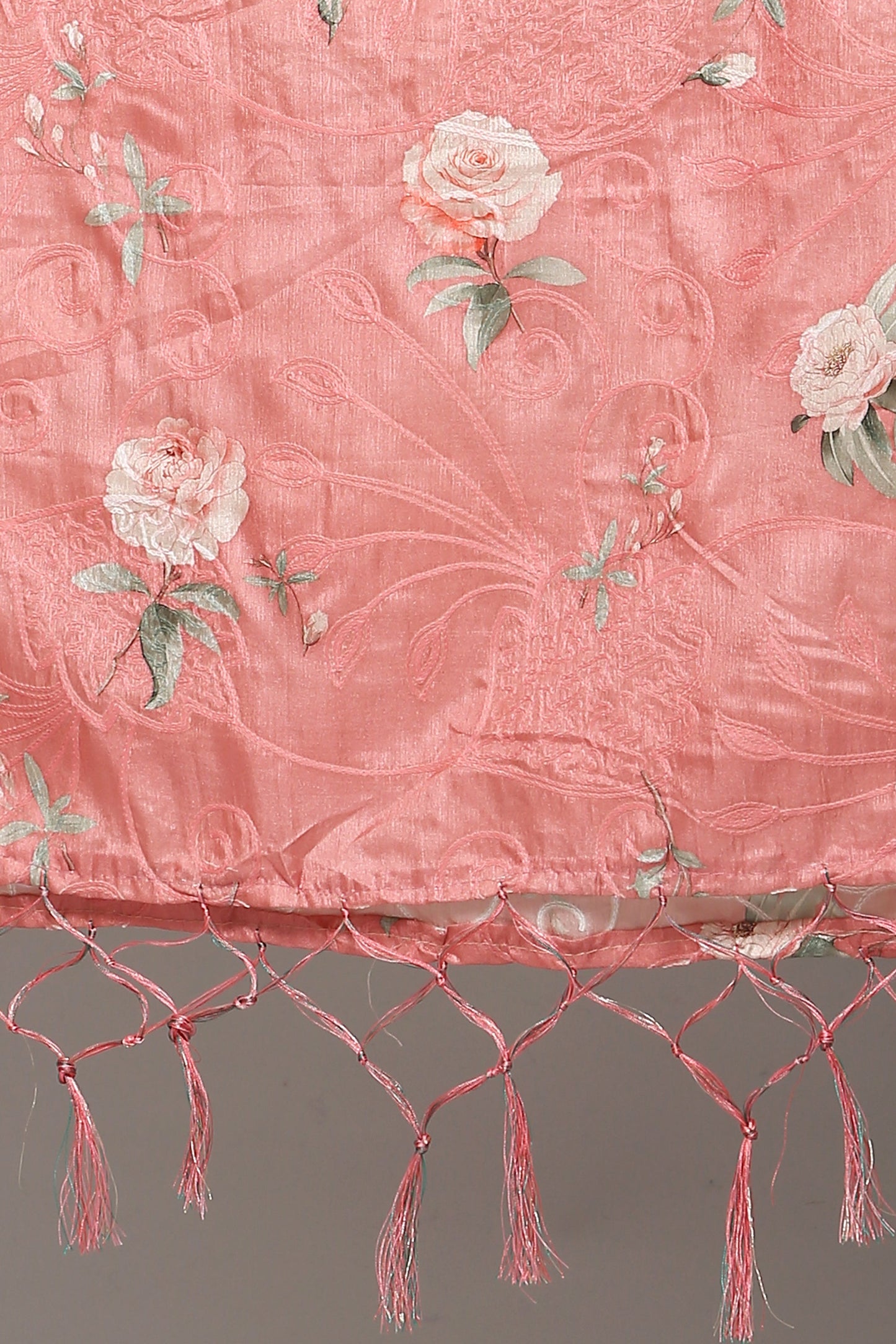 Women's Onion Color Art Silk Embroidery and Digital Printed Dupatta