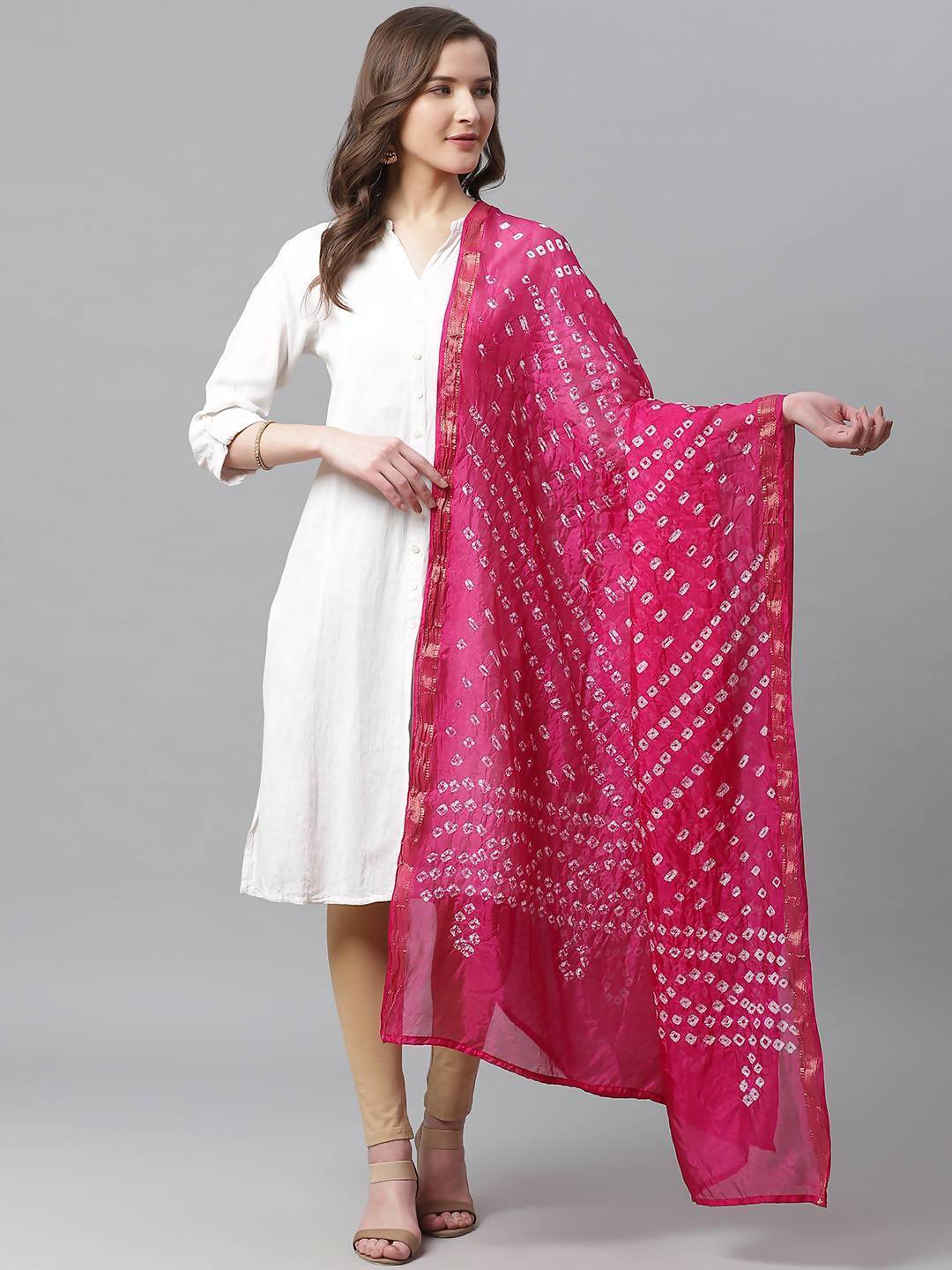 Buy_Women's_Fuschia_Shantoon_Bandhani_Dupatta_Online_Trendia