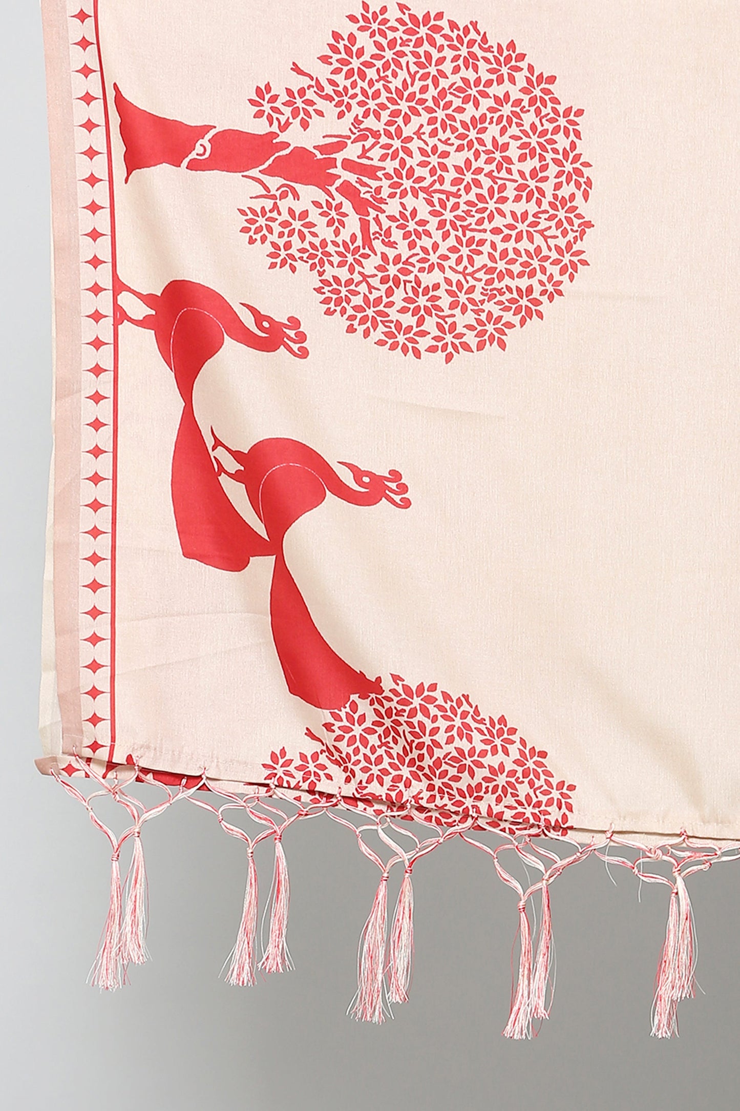 Women's Red & Cream Color Art Silk Digital Printed Dupatta