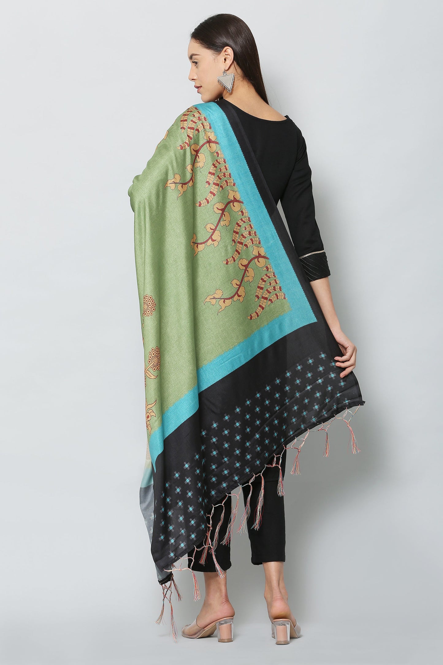 Women's Green & Black Color Art Silk Digital Printed Dupatta