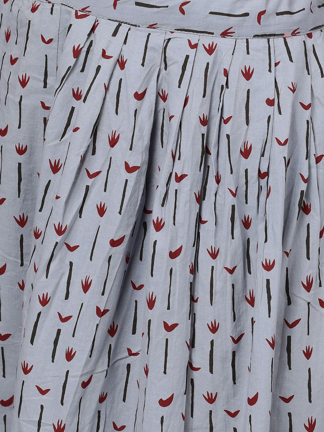 Women's Grey & Maroon Printed Palazzo Saree