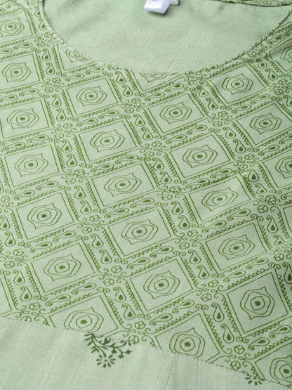 Women's  Green Printed Anarkali Kurta