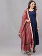 Women's  Navy Blue & Mauve Solid Kurta with Trousers & Dupatta