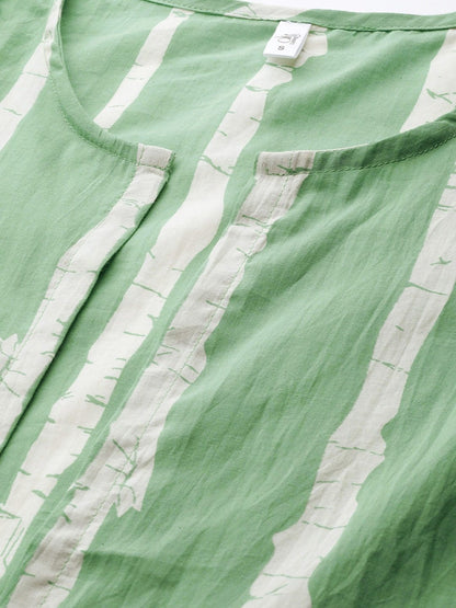 Women's  Green Solid A-Line Dress with Jacket