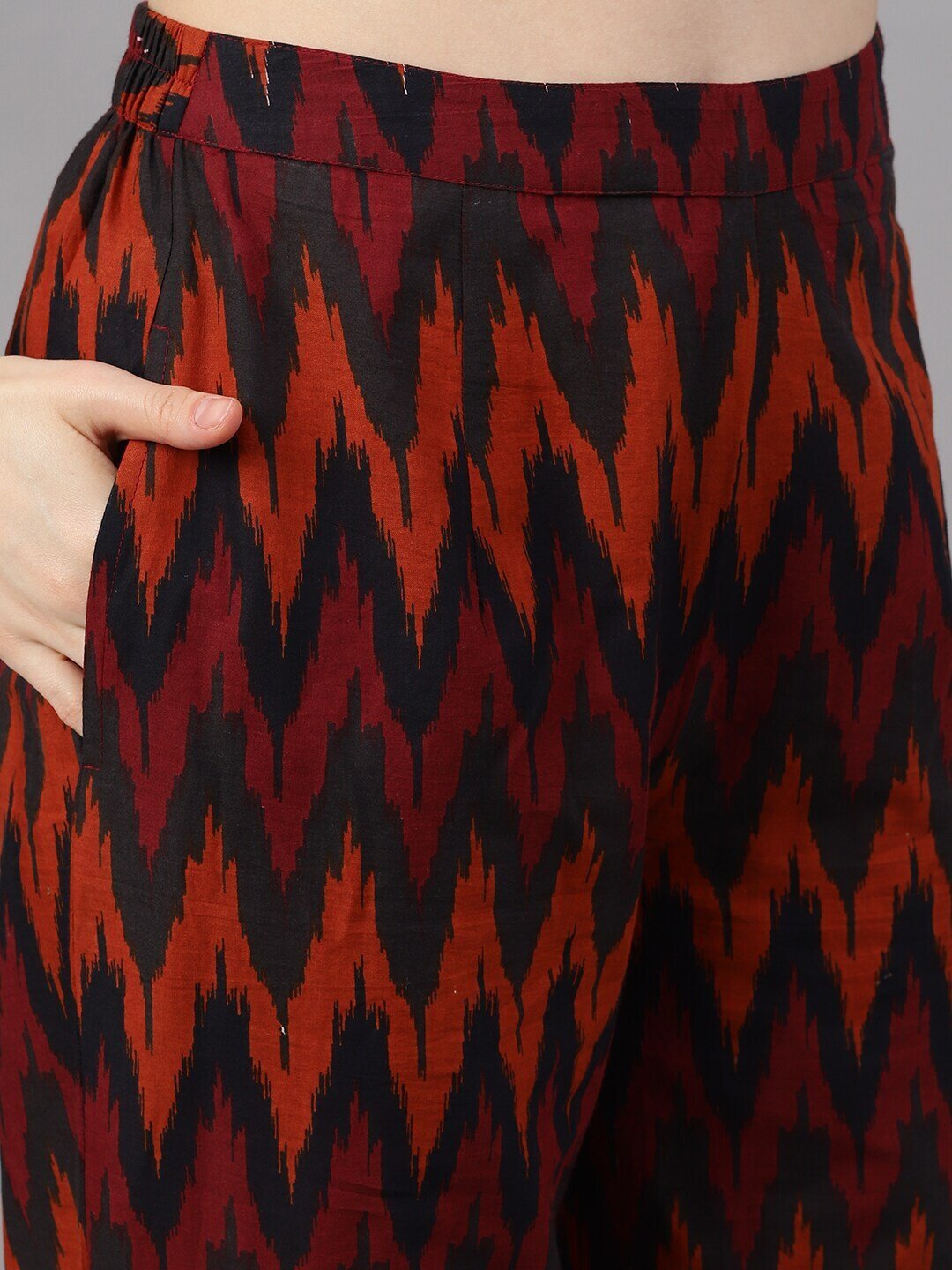 Women's  Black & Maroon Yoke Design Kurta with Palazzos