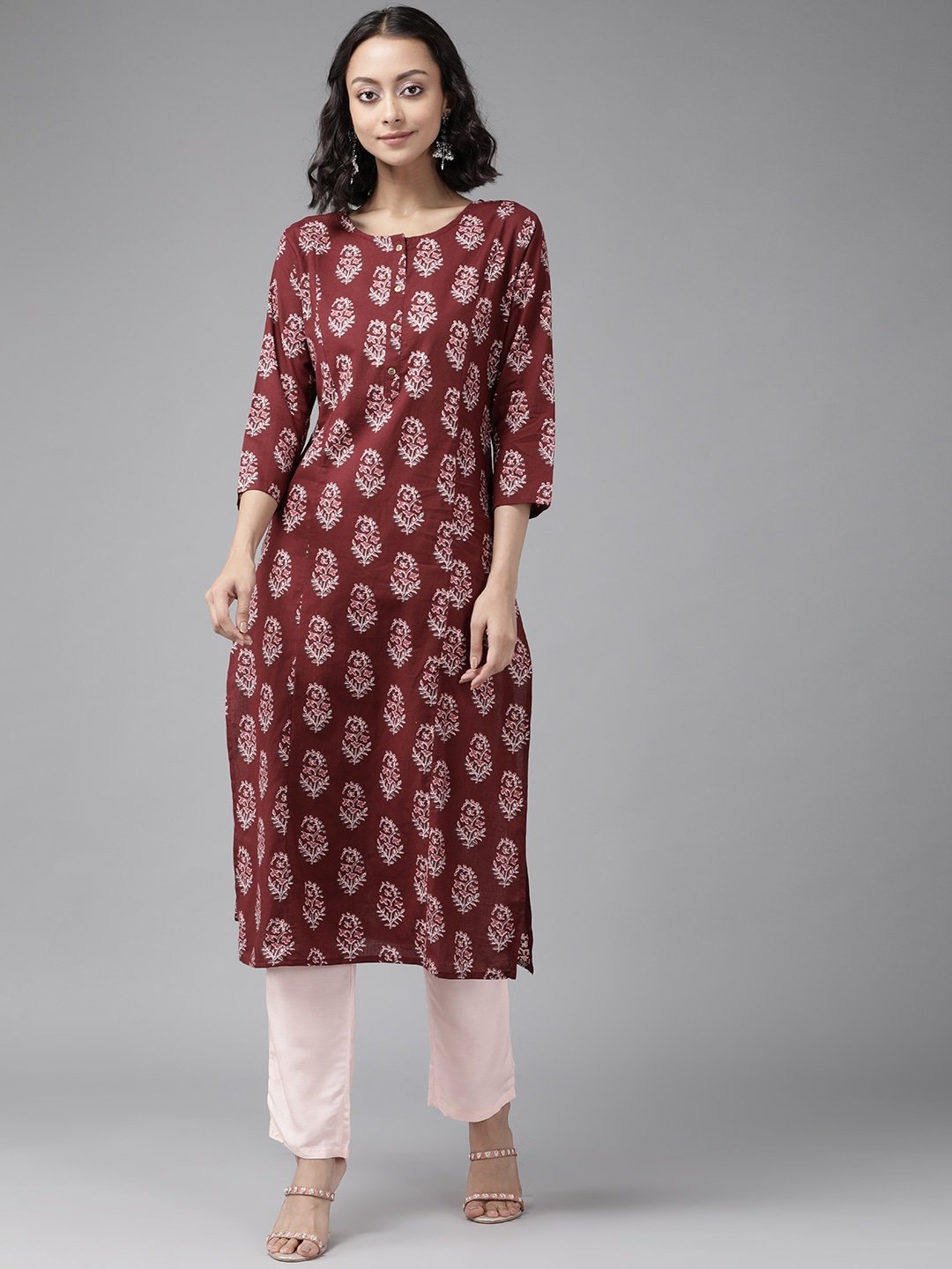 Women's Maroon & Baby Pink Kurta Set