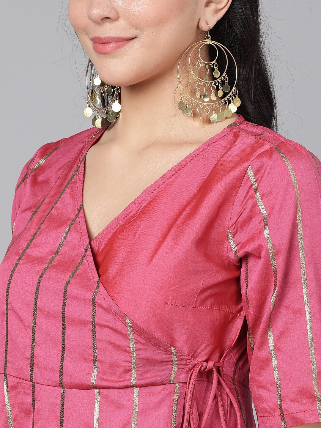 Women's  Pink Printed Maxi Dress