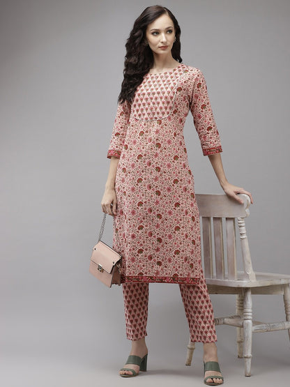 Women's Pink Floral Kurta Set