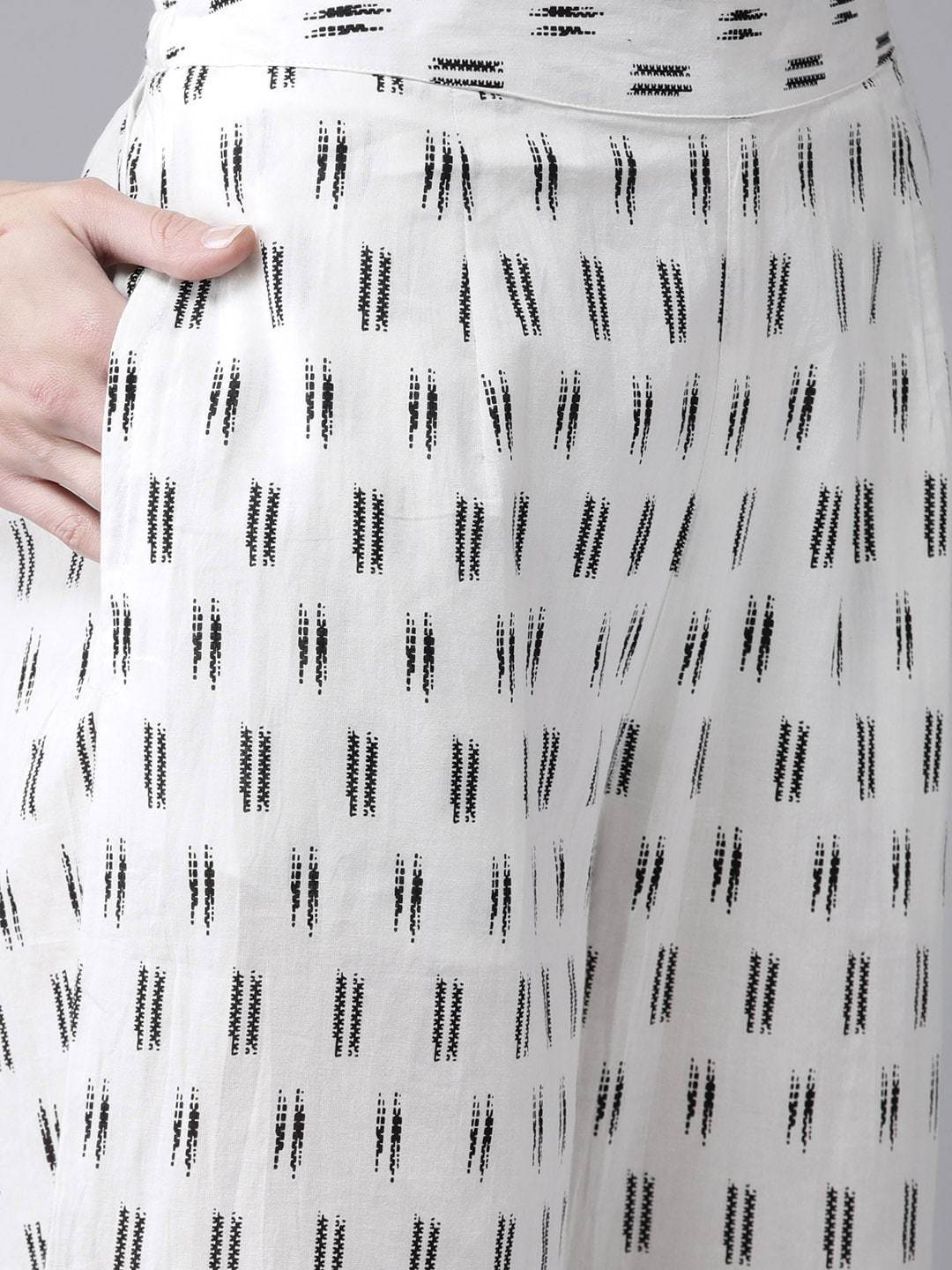 Women's  Black & White Checked Kurta with Palazzos