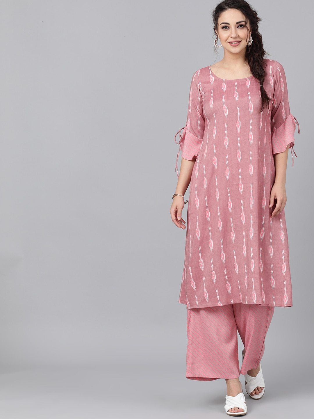 Women's  Mauve Printed Kurta with Palazzos