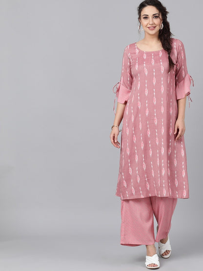Women's  Mauve Printed Kurta with Palazzos