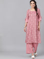 Women's  Mauve Printed Kurta with Palazzos