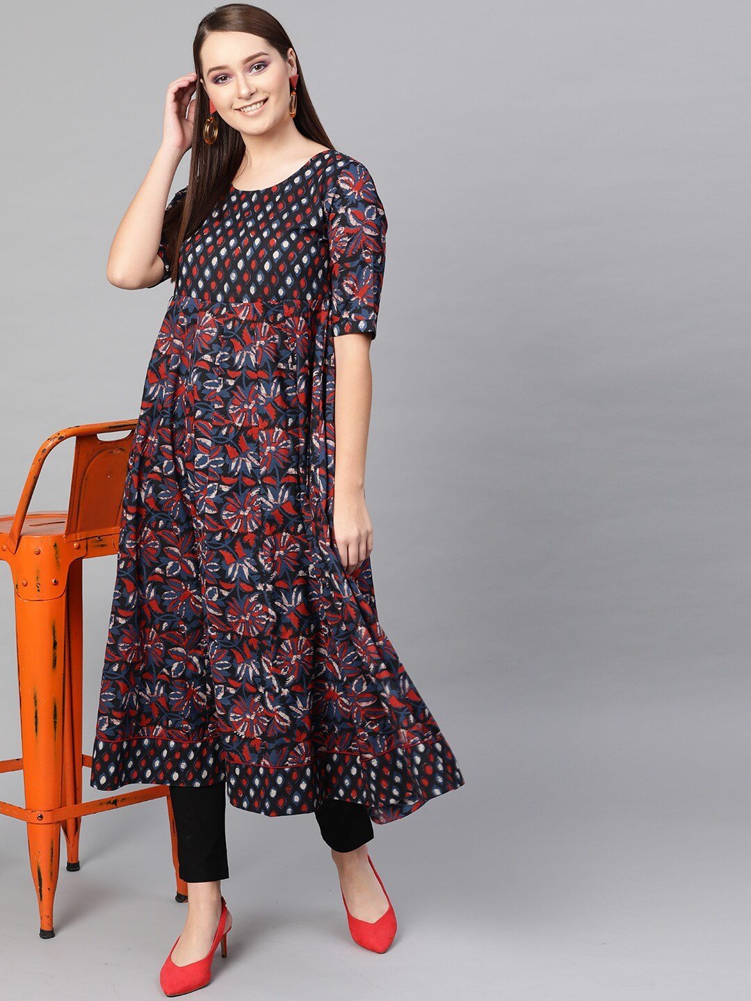 Women's  Multicoloured Printed Anarkali Kurta