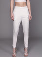 Women's  White Solid Regular Cropped Trousers