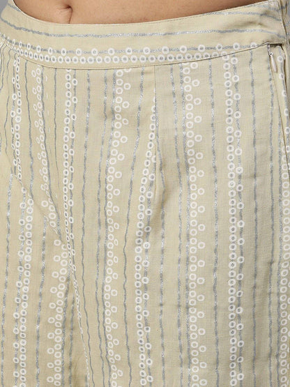 Women's  Pastel Green Printed Kurta with Palazzos