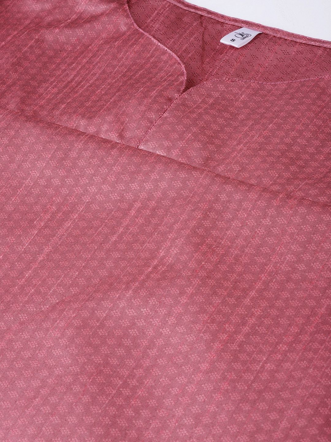 Women's  Pink Self Design Kurta with Palazzos & Dupatta