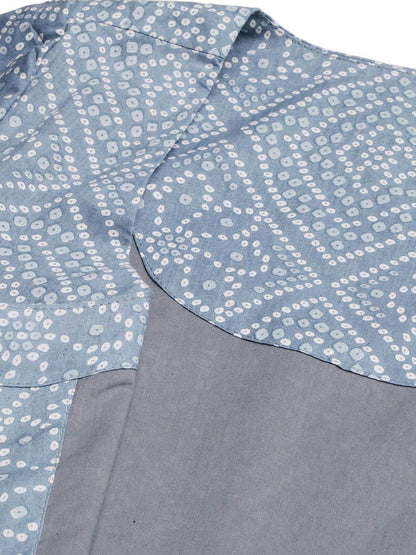 Women's  Blue Striped Straight Kurta & Jacket